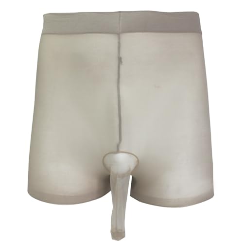 dPois Herren Boxershorts Transparent Mesh Unterhose Männer Unterwäsche Boxer Shorts Briefs mit/Ohne Penishülle Dessous Kurz Strumpfhose Erotik Schlüpfer Grau B One_Size von dPois