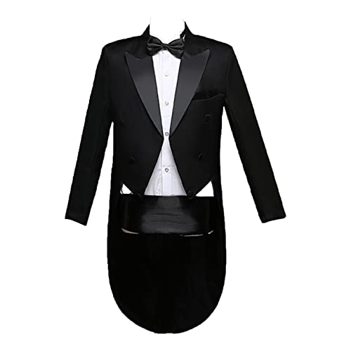 dPois Herren Frack Kostüm Smoking Anzug Komplett Set Frack Jacke Mantel Anzughose mit Fliege Festlich Hochzeit Party Outfit Schwarz A L von dPois
