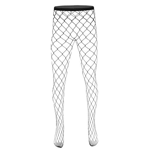 dPois Herren Netzstrümpfe Strumpfhose Nahtlos Fischnetz Leggings aus Nylon Durchsichtige Strümpfe Elastisch Reizvoll Schwarz Schwarz Typ_C von dPois