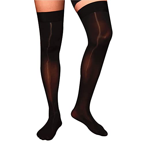 dPois Herren Nylon Strümpfe Overknee Sexy Kniestrümpfe Oberschenkel Hoch Transparent Leggins Sissy Dessous Glänzend Stockings Schwarz One Size dPois Herren Nylon Strümpfe Overknee Sexy Kniestrümpfe Oberschenkel Hoch Transparent Leggins Sissy Dessous Glänzend Stockings Schwarz One Size von dPois