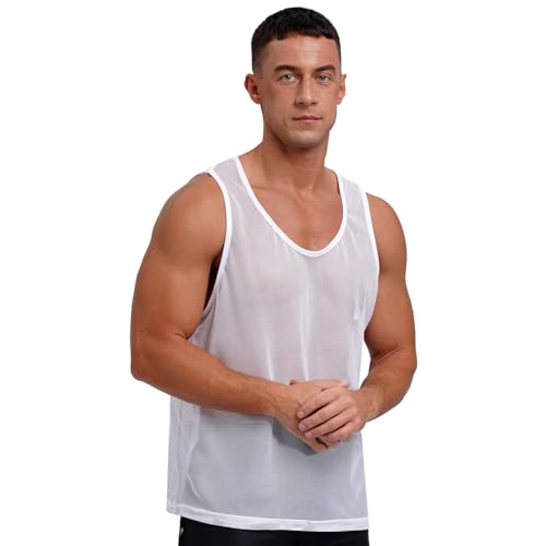 dPois Herren Sport Mesh Shirt Ärmellos Oberteil Tank Top Muskelshirt Achselshirt Durchsichtig Fitness Training Sportwear Weiß M dPois Herren Sport Mesh Shirt Ärmellos Oberteil Tank Top Muskelshirt Achselshirt Durchsichtig Fitness Training Sportwear Weiß M von dPois