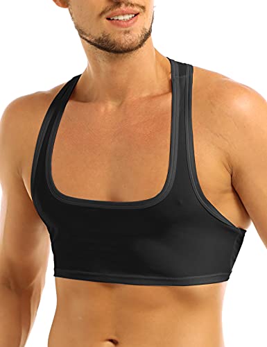 dPois Herren Tank Top Kurz Shirt Unterhemd Sexy Crop Top Bauchfrei mit Racer Back Slim Fit Muskelhemd Männer Sissy Bra Sport BH Dessous Schwarz L dPois Herren Tank Top Kurz Shirt Unterhemd Sexy Crop Top Bauchfrei mit Racer Back Slim Fit Muskelhemd Männer Sissy Bra Sport BH Dessous Schwarz L von dPois