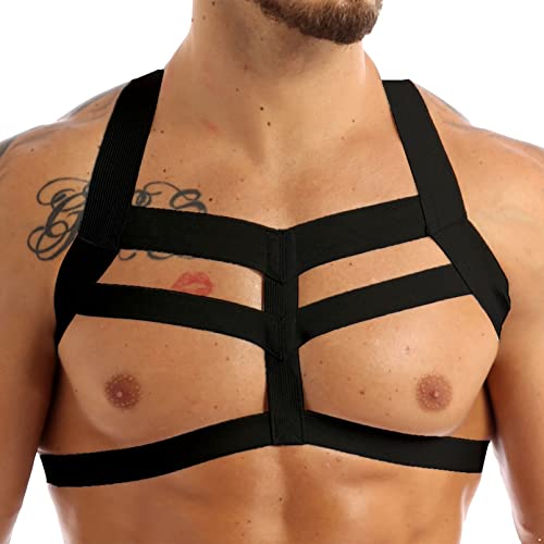 dPois Herren Unterhemd Brust Harness Körper Brust Harness Männer Dessous Body Männer Overalls Brust Geschirr Clubwear Reizwäsche Cosplay Schwarz One_Size von dPois