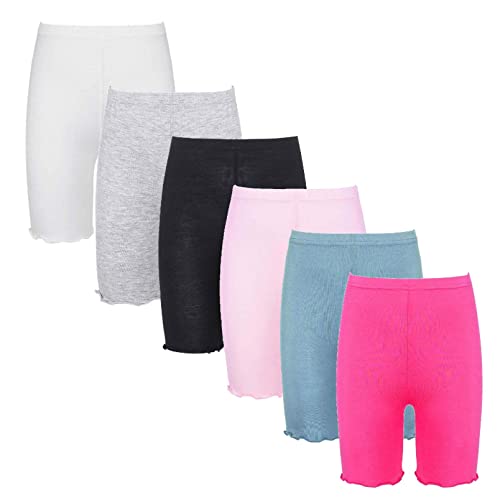 dPois Mädchen 6er Set Leggings Kurz Baumwolle Shorts Radlerhose Boyshort Höschen Fahrradhose mit Rüschen Saum Kinder Sport Radfahren Kurze Hose Typ C 92-98/2-3 Jahre von dPois