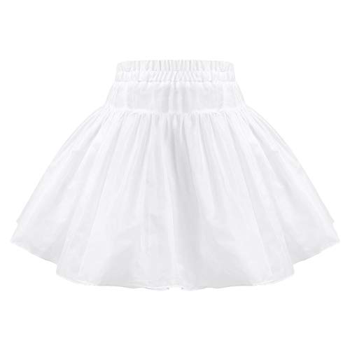 dPois Mädchen Petticoat Unterrock Knielang Krinoline Reifrock Tutu Rock A-Linie Kinder Underskirt für Rockabilly Kleid Prinzessinkleid Taufkleid Weiß Weiß 110-116/5-6 Jahre von dPois