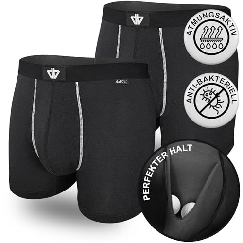 daBOIZ - 2er Pack Modal Boxershorts Herren mit Pouch (Beutel) kein Schwitzen, Kleben, Reiben - Unterhose Herren, Unterwäsche Männer Boxershort Herren, Farbe: Schwarz Größe: S von daBOIZ
