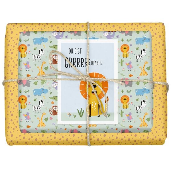 dabelino Kinder Geschenkpapier-Set (4x Bögen + Karte od. Anhänger) von dabelino