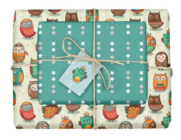 dabelino Kinder Geschenkpapier-Set (4x Bögen + Karte od. Anhänger) von dabelino