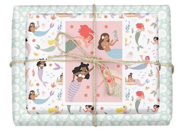 dabelino Kinder Geschenkpapier-Set (4x Bögen + Karte od. Anhänger) von dabelino