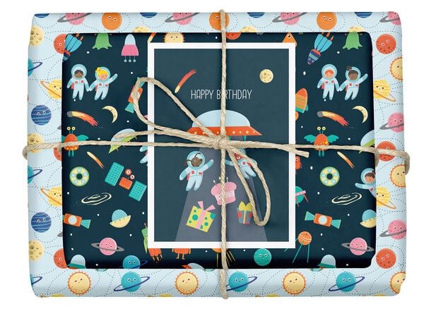 dabelino Kinder Geschenkpapier-Set (4x Bögen + Karte od. Anhänger) von dabelino