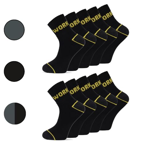 10 Paar Arbeitssocken Herren Damen 47-49, Bequeme Atmungsaktive Quarter Socken – Robuste Funktionssocken mit Verstärkter Ferse & Spitze – Kurze Arbeitssocken für Damen und Männer von dabisocks