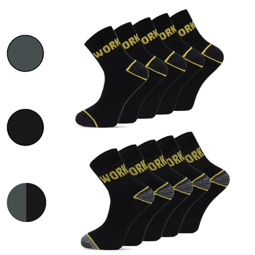 10 Paar Arbeitssocken Herren Damen 47-49, Bequeme Atmungsaktive Quarter Socken – Robuste Funktionssocken mit Verstärkter Ferse & Spitze – Kurze Arbeitssocken für Damen und Männer von dabisocks