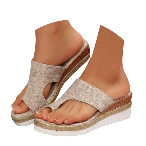 Flip Flops Damen Sommer Hallux Valgus Schuhe Zehentrenner Frauen Bequeme Orthopädische Sandalen Sommerschuhe für Vacation Beach Yoga Mat Damenpantoletten von dafeyuing