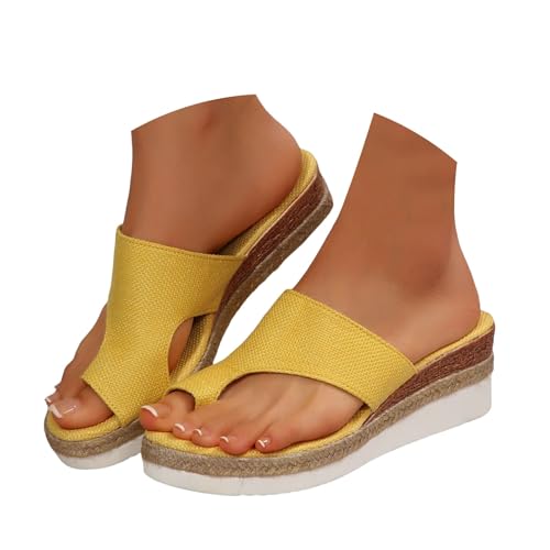 Flip Flops Damen Sommer Hallux Valgus Schuhe Zehentrenner Frauen Bequeme Orthopädische Sandalen Sommerschuhe für Vacation Beach Yoga Mat Damenpantoletten von dafeyuing