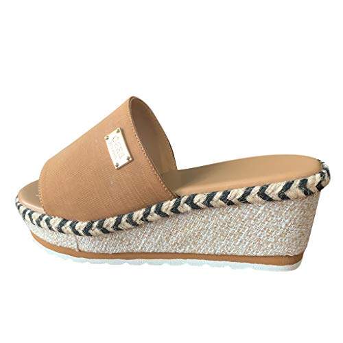 Pantoletten Damen Sommer Espadrilles Keilabsatz Plateau Frauen Bequeme Sandaletten Elegant Hausschuhe Freizeit Strand Schuhe Pantoletten Damen Sommer Espadrilles Keilabsatz Plateau Frauen Bequeme Sandaletten Elegant Hausschuhe Freizeit Strand Schuhe von dafeyuing