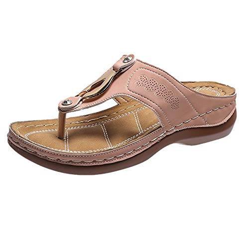 dafeyuing Damen Zehentrenner Flip Flops Elegant Orthopädische Pantoletten Strasssteinen Sandaletten Bequeme Strandschuhe Flache Schuhe von dafeyuing