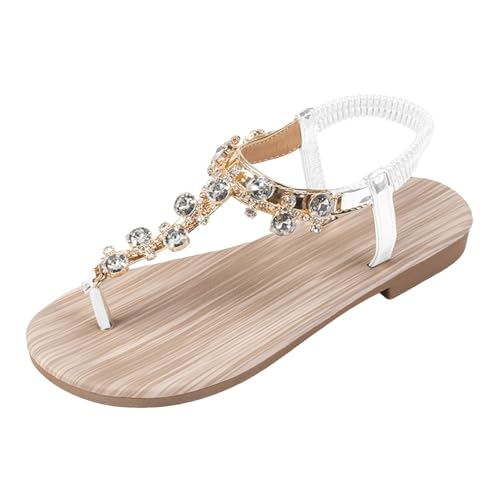 dafeyuing Flache Sandalen Damen Römersandalen Damenschuhe Boho Sandals Glitzer Sandaletten Flach Mit Strass Frauen Zehentrenner Flip Flops Elegant dafeyuing Flache Sandalen Damen Römersandalen Damenschuhe Boho Sandals Glitzer Sandaletten Flach Mit Strass Frauen Zehentrenner Flip Flops Elegant von dafeyuing