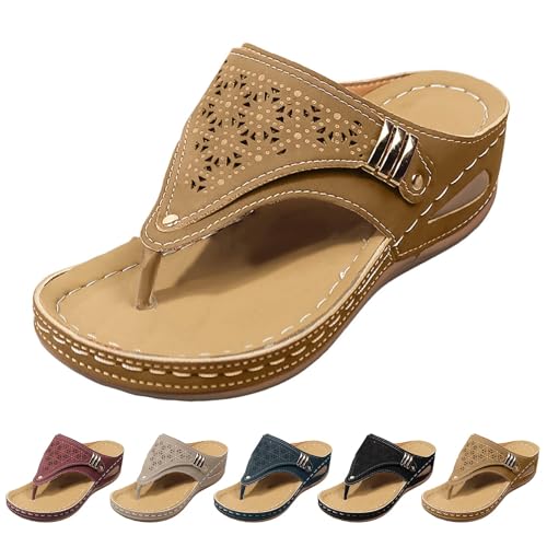 dafeyuing Flip Flops Damen Erholung Walking Sandalen für Frauen Zehentrenner mit Arch Support für Sommer Fußbett Badelatschen Freizeit Strandschuhe von dafeyuing