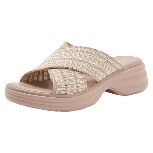dafeyuing OrthopäDische Sandalen Damen Pantoletten Plateau Elegant Hausschuhe Damen Sommer Offen Bequeme Sommerschuhe Freizeit Flach Sandalette Strand Latschen Schlappen Bequeme von dafeyuing