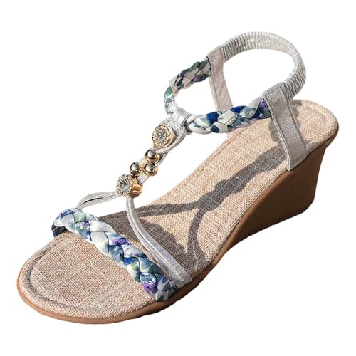 dafeyuing Plateau Sandalen Damen Sommer Espadrilles Freizeit Keilabsatz Sandaletten mit Strass Bohemia Offene Strandsandalen Casual Ankle Elastic Flip Flops Sommerschuhe Bequem dafeyuing Plateau Sandalen Damen Sommer Espadrilles Freizeit Keilabsatz Sandaletten mit Strass Bohemia Offene Strandsandalen Casual Ankle Elastic Flip Flops Sommerschuhe Bequem von dafeyuing