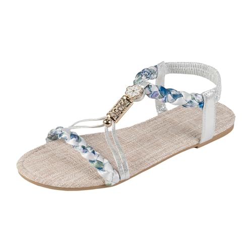 dafeyuing Sandalen Damen Sommer Glitter Flache Sandaletten mit Strass Bohemia Offene Strandsandalen Casual Ankle Elastic Flip Flops Freizeit Sommerschuhe Bequem Flach Schuhe dafeyuing Sandalen Damen Sommer Glitter Flache Sandaletten mit Strass Bohemia Offene Strandsandalen Casual Ankle Elastic Flip Flops Freizeit Sommerschuhe Bequem Flach Schuhe von dafeyuing
