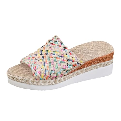 dafeyuing Sandalen Damen Sommer Pantoletten Damen Espadrilles Plateau Wedges Sandaletten Orthopädische Hausschuhe Offene Latschen Schlappen Bequeme Elegante Freizeit Strand Schuhe von dafeyuing