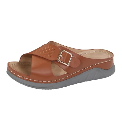 dafeyuing Sandalen Damen Sommer komfortable Damen-Pantoletten Orthopädische Slide Freizeit Offene Sommerschuhe Slip on Walkingschuhe Bequeme Schlappen Elegante Sandaletten von dafeyuing