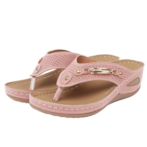 dafeyuing Zehentrenner Sandalen Damen Flip Flops Elegant OrthopäDische Damensandalen für Schmerzlinderung Sommer Bequem Pantoletten Plateau Hausschuhe Offen von dafeyuing