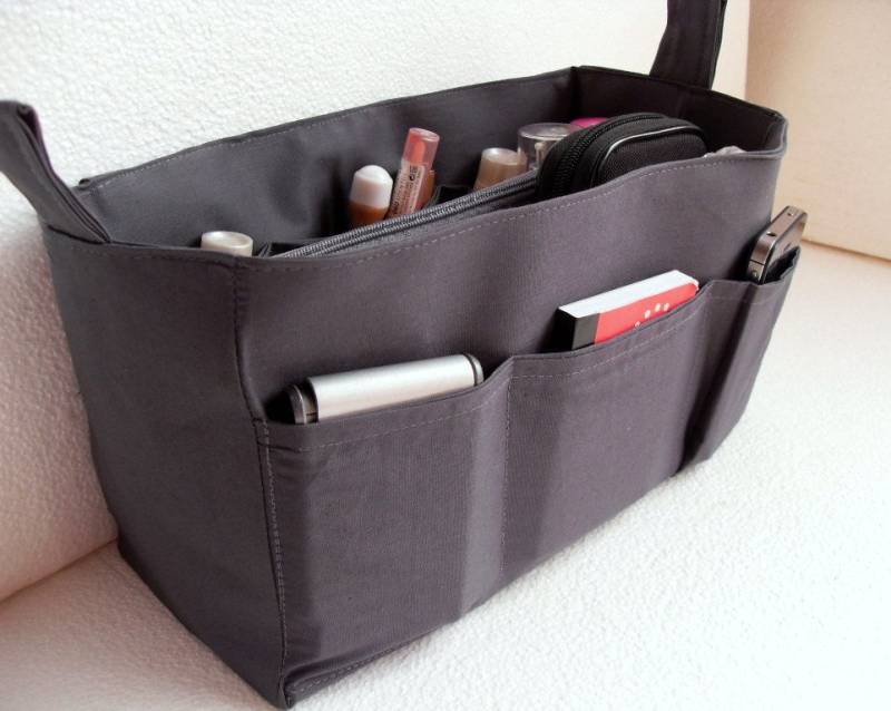 Mittlere Tasche Veranstalter - Geldbörse-Veranstalter Legen in Charcoal/Dunkel Grau Stoff von daffysdream