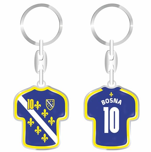 Bosnien Alte Flagge 1992 Schlüsselanhänger Trikot Schlüsselring Harzbeschichtung 3D Effekt + Aufkleber praktische Funktionalität - TR von daged