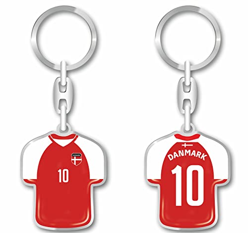 Dänemark Schlüsselanhänger Trikot Schlüsselring Harzbeschichtung 3D Effekt + Aufkleber praktische Funktionalität - TR von daged