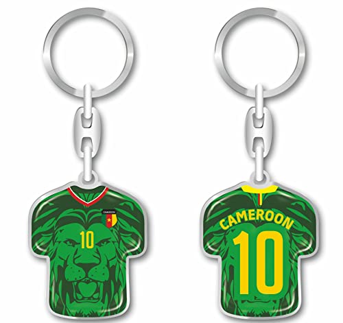 daged Kamerun Schlüsselanhänger Trikot Schlüsselring Harzbeschichtung 3D Effekt + Aufkleber praktische Funktionalität - TR von daged
