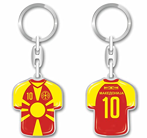 daged Mazedonien Nordmazedonien Schlüsselanhänger Trikot Schlüsselring Harzbeschichtung 3D Effekt + Aufkleber praktische Funktionalität - TR von daged
