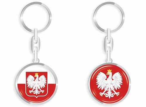 daged Polen Schlüsselanhänger Metall Schlüsselring 3D Effekt + Aufkleber - RD von daged