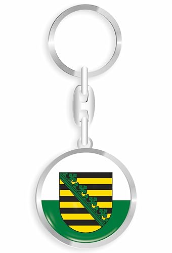 daged Sachsen Deutschland Schlüsselanhänger Metall Schlüsselring 3D Effekt + Aufkleber - RD von daged