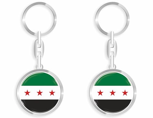 daged Syrien Alte Fahne Schlüsselanhänger Metall Schlüsselring 3D Effekt + Aufkleber - RD von daged