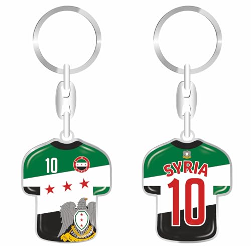 daged Syrien Neue Fahne Schlüsselanhänger Trikot Schlüsselring Harzbeschichtung 3D Effekt + Aufkleber praktische Funktionalität - TR von daged
