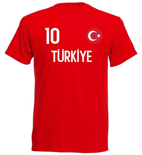 daged Türkei T-Shirt Trikot Wappen Trikot Look Nummer 10 SP-RO (DE/NL/SE/PL, Alphanumerisch, L, Regular, Regular, Rot) von daged