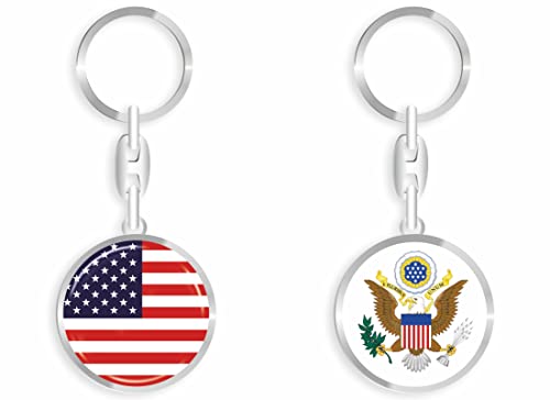 daged USA Schlüsselanhänger Metall Schlüsselring 3D Effekt + Aufkleber - RD von daged