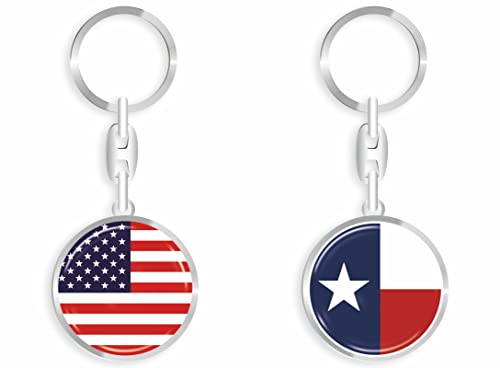 daged USA Texas Schlüsselanhänger Metall Schlüsselring 3D Effekt + Aufkleber - RD von daged