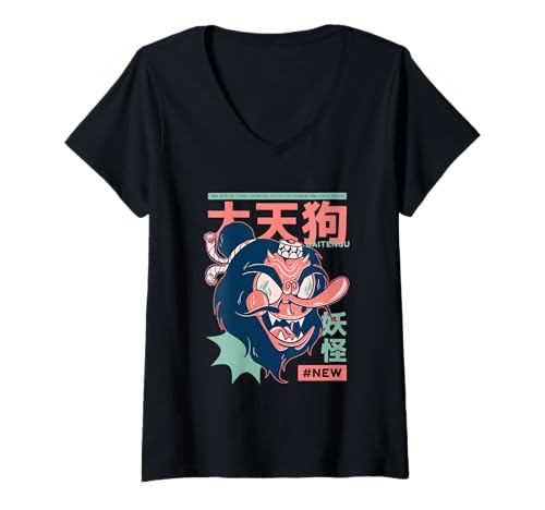 Damen dai tengu yokai anime, Japan Kreatur Dämon Legende T-Shirt mit V-Ausschnitt Damen dai tengu yokai anime, Japan Kreatur Dämon Legende T-Shirt mit V-Ausschnitt von dai tengu yokai anime, Japan Kreatur Dämon Legende