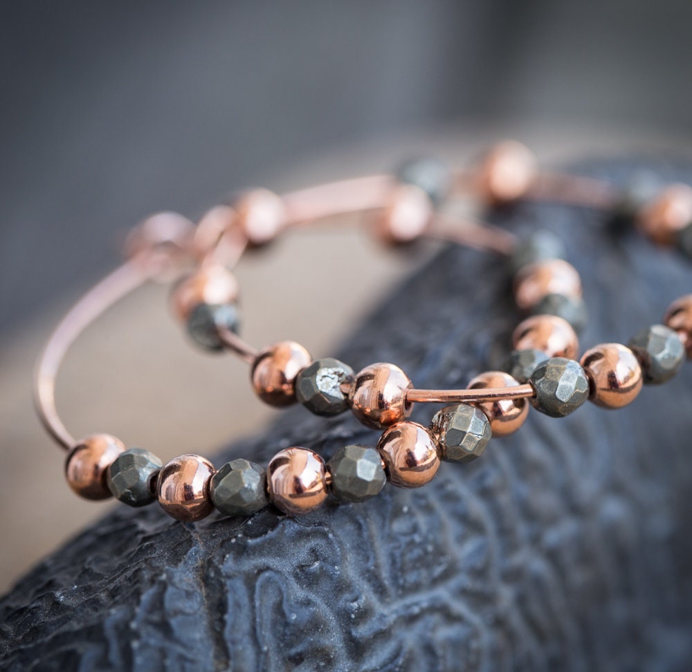 Pyrit Creolen Rosegold Messing Moderne Boho Schmuck Grobe Minimal Chic von daimblond
