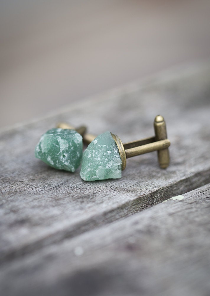 Raw Pastel Mint Aventurine Männer Manschettenknöpfe Ooak von daimblond