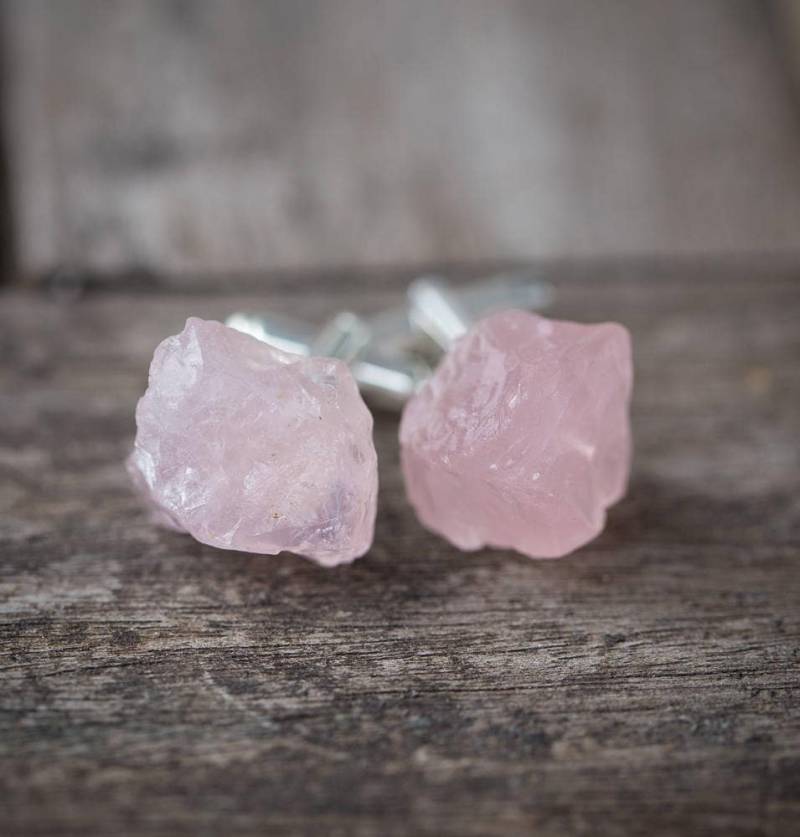 Rosenquarz-Manschettenknöpfe Ooak Rohe Boho Manschettenknöpfe Für Ihn Groomsmen Geschenk von daimblond