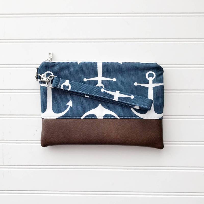 Maritime Kollektion - Grau Pfeil Mommy Geldbörse Clutch Kleine Handtasche Schwarz Armband von daintybean