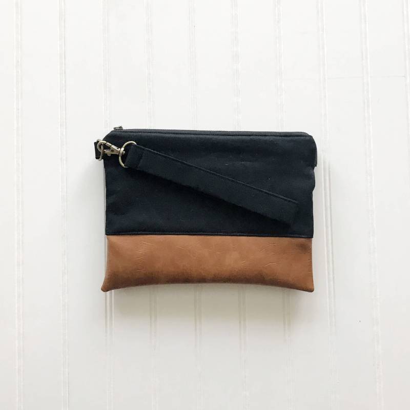 Solide Schwarze Mommy Clutch - Portemonnaie Kleine Handtasche Schwarzes Handgelenk von daintybean