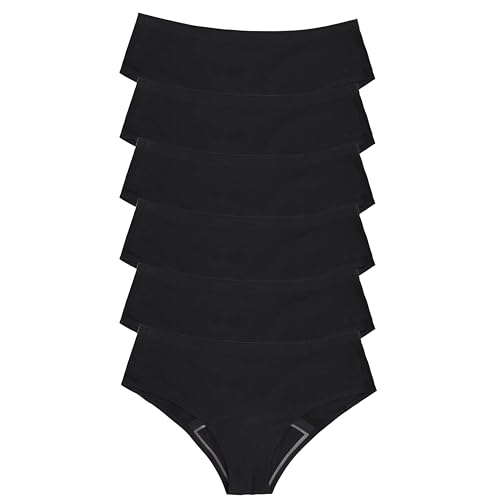dais Perioden Unterwäsche 6er Set (Hipster) • Nahtlose Menstruationsunterwäsche • Periodenslip saugstark & waschbar • Auslaufsichere Unterhose Damen • Bio-Baumwolle (Schwarz, XXL) von dais