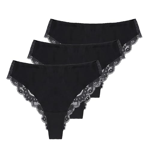 dais Periodenunterwäsche für Leichte Blutung • Brazilian mit hinten Spitze (DE/NL/SE/PL, Alphanumerisch, S, Regular, Regular, 3, Schwarz) von dais