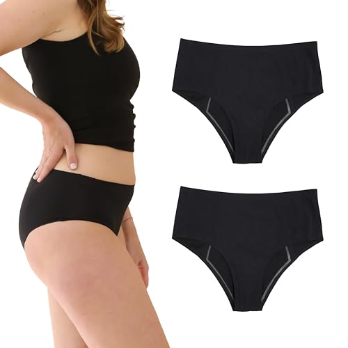 dais Periodenunterwäsche - High Waist - Für die Nacht 2er Set (Highwaist | XL) • Waschbar & wiederverwendbar • Saugstarker Damen Slip mit Bio-Baumwolle von dais