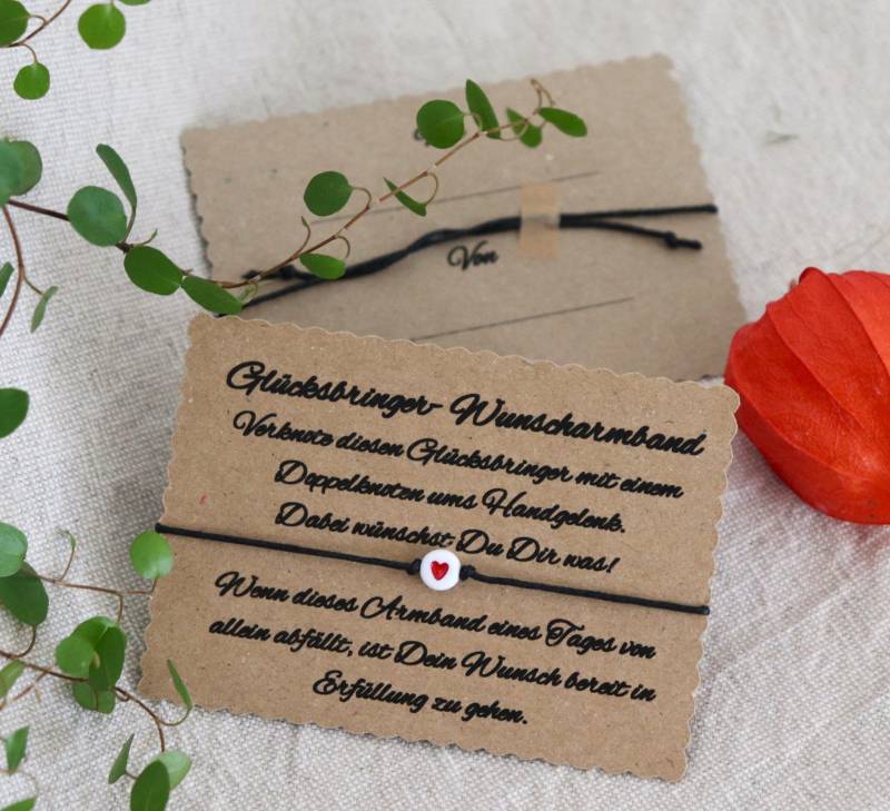 Wunscharmband Make A Wish Glücks Armband Liebe Glücksbringer Herz Rot Aus Acryl von dajuniDE